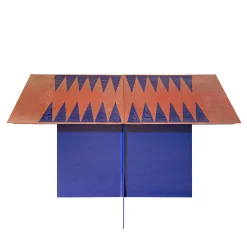 Tavolino da caffè rettangolare Across Backgammon in rame blu