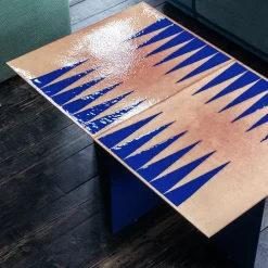 Tavolino da caffè rettangolare Across Backgammon in rame blu