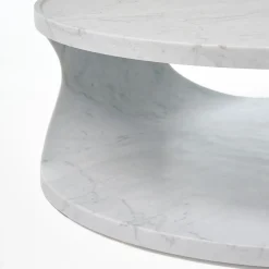 Tavolino da caffè Roll Low in marmo di Carrara bianco
