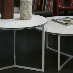 Tavolino da caffè rotondo Fillo in marmo bianco di Carrara