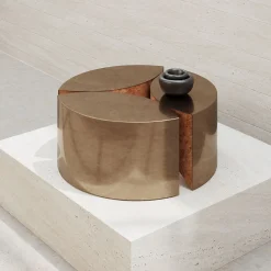 Tavolino da caffè rotondo in bronzo JeanJean