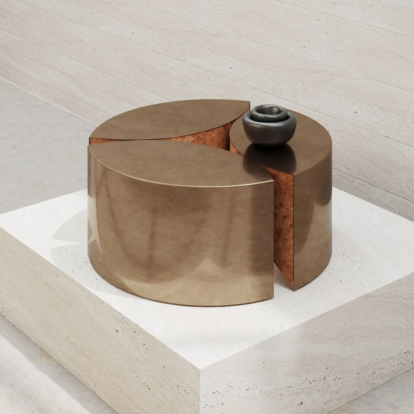 Tavolino da caffè rotondo in bronzo JeanJean