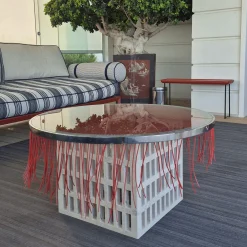 Tavolino da caffè rotondo Mimì in travertino