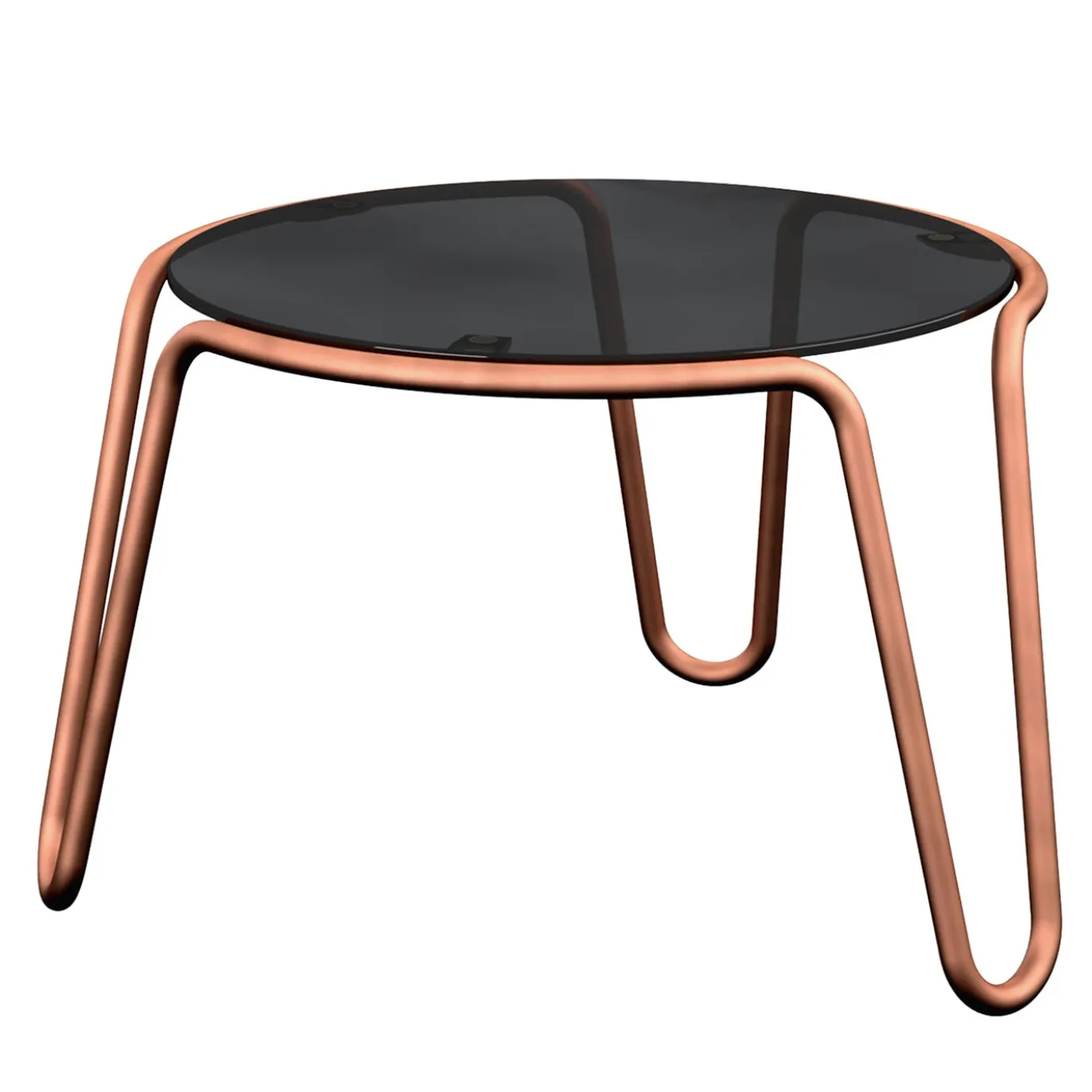 Tavolino da caffè rotondo Orbitable in vetro fumé con cornice in bronzo