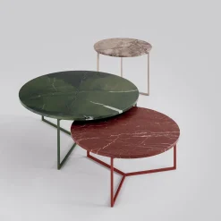 Tavolino da caffè rotondo Origo in marmo Jasper rosso