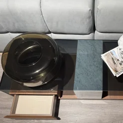 Tavolino da caffè Ryan rettangolare con piano in vetro