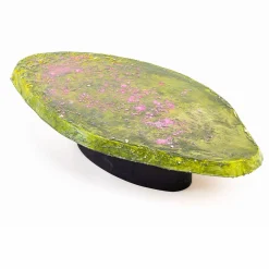 Tavolino da caffè scultoreo ovale Alae verde