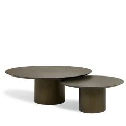 Tavolino da caffè Torre 700 con top in resina coccodrillo bronzo