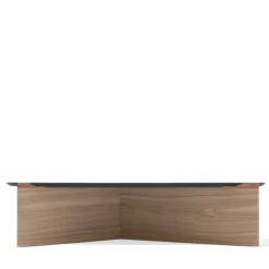 Tavolino da caffè Triangolare Griffe in legno Canaletto e pelle