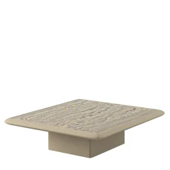 Tavolino Dolcevita in pelle e ceramica beige
