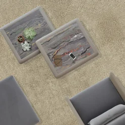 Tavolino Dolcevita in pelle e ceramica beige