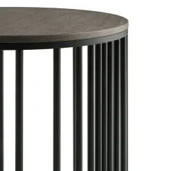 Tavolino Doppler in Metallo Nero Opaco e Legno Grigio Fumé