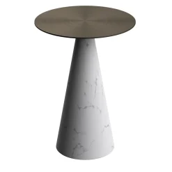 Tavolino ed071 in Marmo Bianco e Bronzo