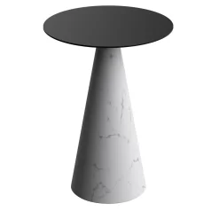 Tavolino Ed071 in marmo bianco e metallo nero