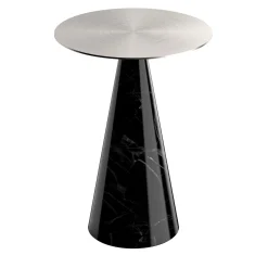 Tavolino Ed071 in marmo nero e metallo argento