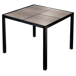 Tavolino Elementare in pelle crema e legno di rovere nero