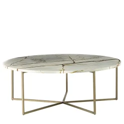Tavolino Elliot 110 Blue Roma in quarzite e bronzo