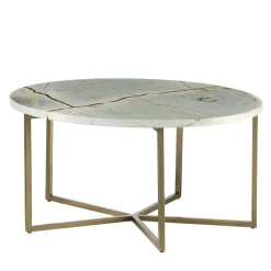 Tavolino Elliot 70 Blue Roma in quarzite e bronzo