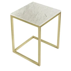 Tavolino Esopo in ottone e marmo bianco di Antonio Saporito