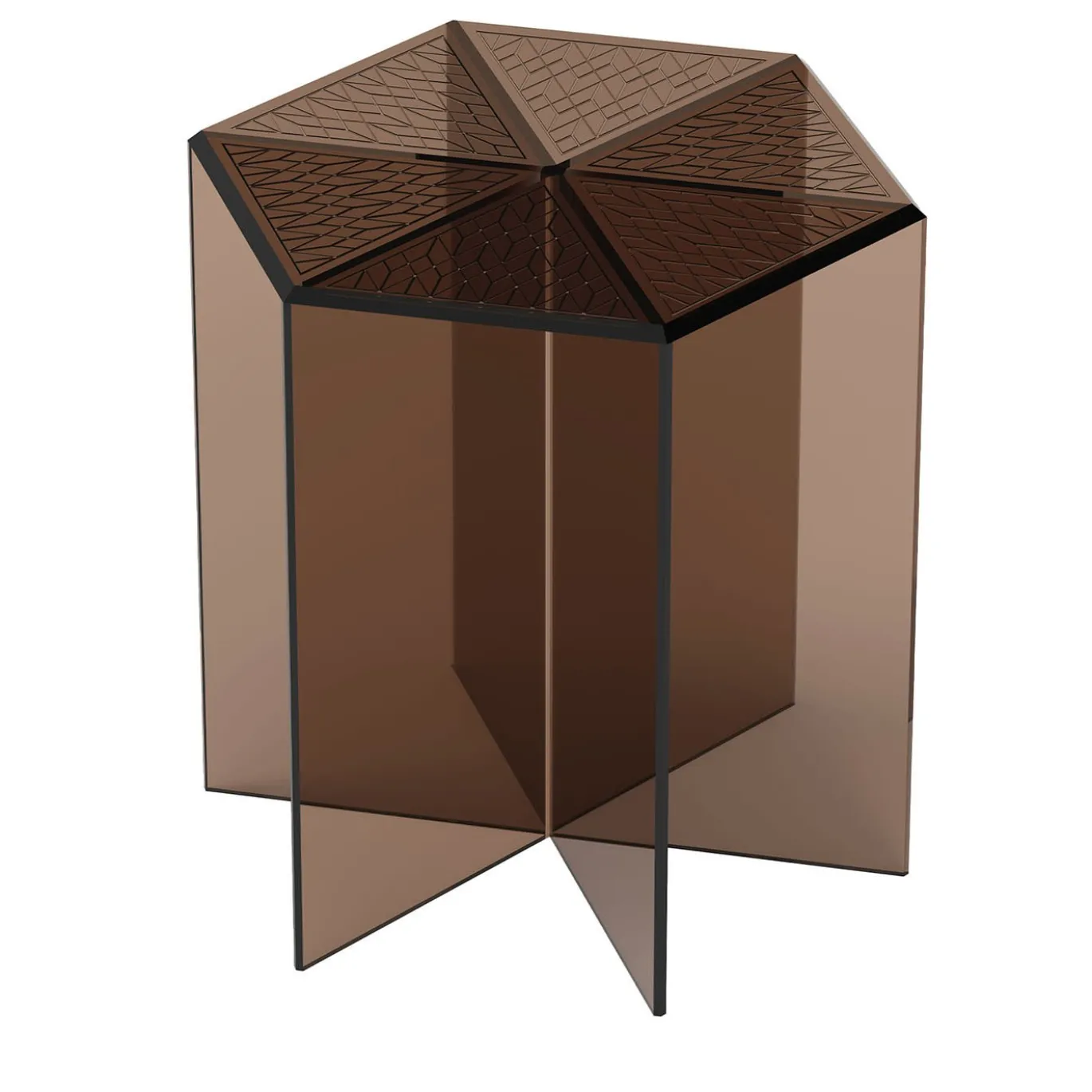 Tavolino Frank 3 in vetro Bronzo e motivo a freccia