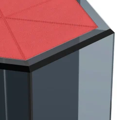 Tavolino Frank 3 in vetro grigio fumé e pelle rossa