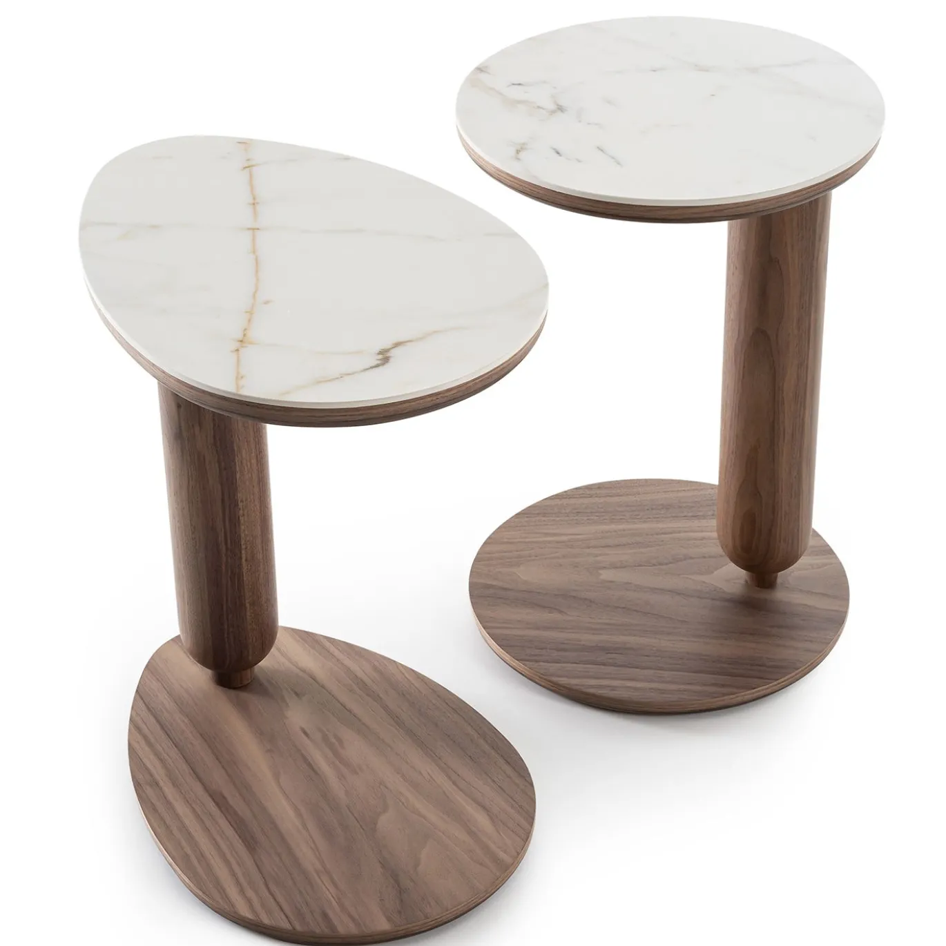 Tavolino Gio Drop in legno di noce con piano in ceramica