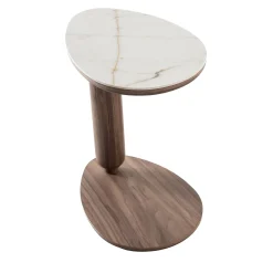 Tavolino Gio Drop in legno di noce con piano in ceramica