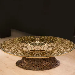 Tavolino Goldenart in vetro e metallo dorato