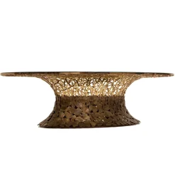Tavolino Goldenart in vetro e metallo dorato