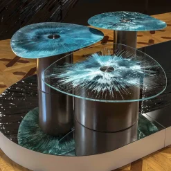 Tavolino grande Marea con piano in vetro temperato