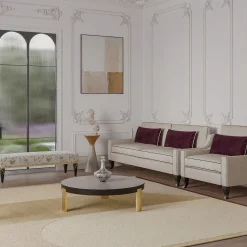 Tavolino grigio e beige con decorazione in foglia d'oro dalla collezione Studio Privè