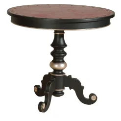 Tavolino Gueridon con Piano in Pelle