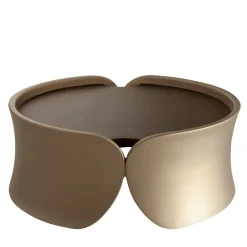 Tavolino Hugs in Legno Laccato Beige e Bronzo