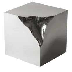Tavolino in acciaio argentato scultoreo Shard