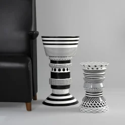 Tavolino in ceramica bianca e nera Bossanova Regina