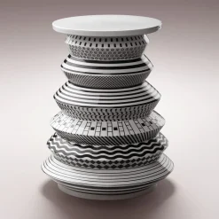 Tavolino in ceramica bianca e nera Bossanova Vinicius