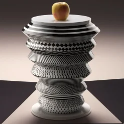 Tavolino in ceramica bianca e nera Bossanova Vinicius
