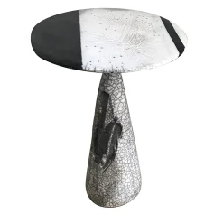 Tavolino in ceramica Raku bianco e nero #1