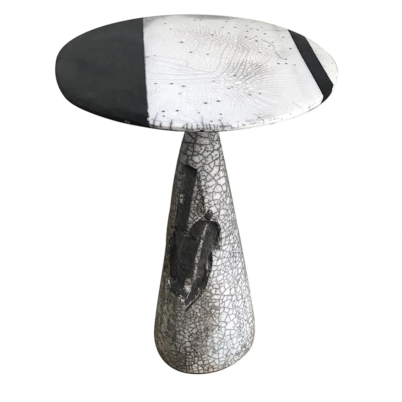 Tavolino in ceramica Raku bianco e nero #1
