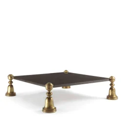 Tavolino in legno di palma e foglie d'oro