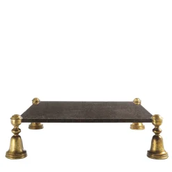 Tavolino in legno di palma e foglie d'oro