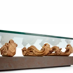 Tavolino in legno e vetro