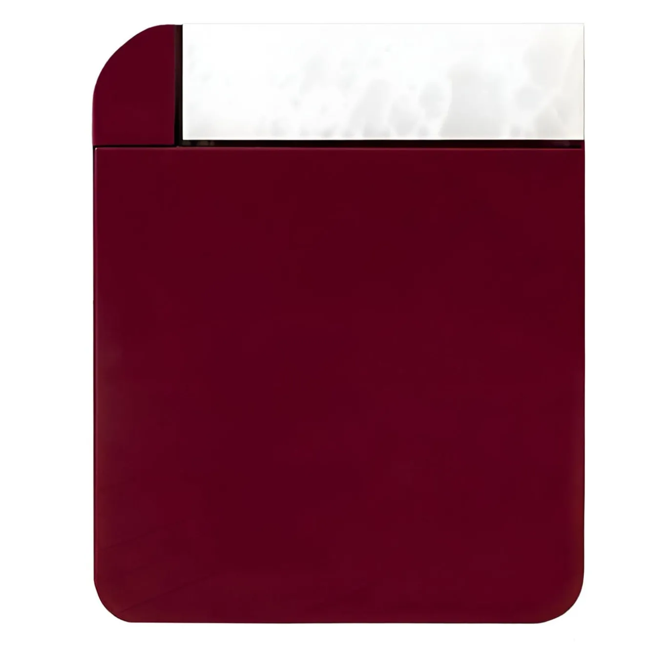 Tavolino in legno laccato Bordeaux con piano in onice bianco