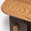 Tavolino in Marmo Porfido con Top in legno finitura lucida Fango