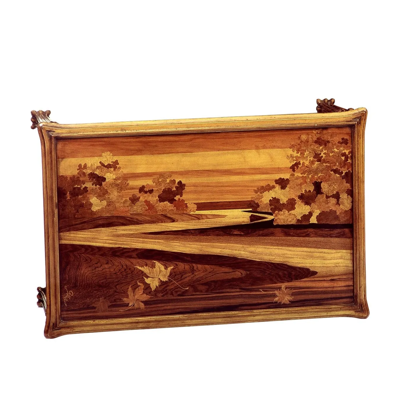 Tavolino intarsiato in stile Art Nouveau francese di Emile Gallè