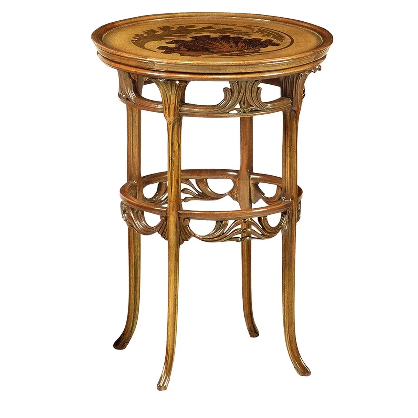 Tavolino intarsiato in stile Art Nouveau francese di Ernesto Basile