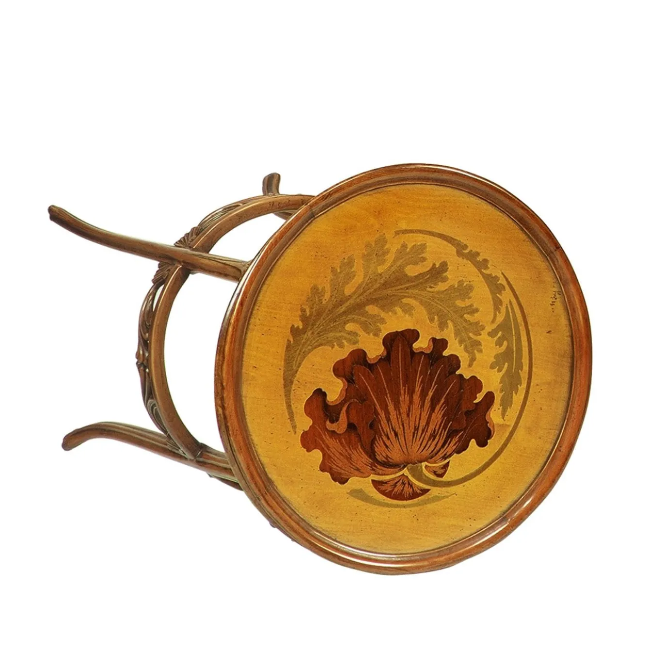 Tavolino intarsiato in stile Art Nouveau francese di Ernesto Basile