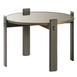 Tavolino Ionio Rotondo Grande in Bronzo e Grigio