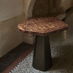 Tavolino Kiro medio in noce Canaletto con base laccata bronzo