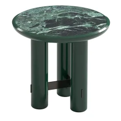 Tavolino laterale Cody 45 rotondo in marmo verde